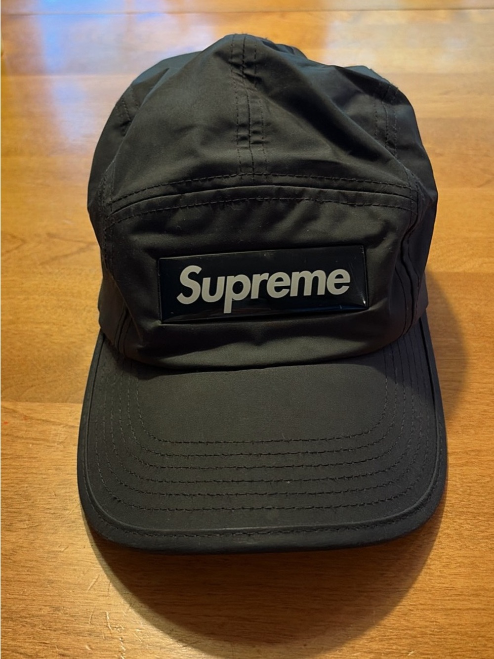 Supreme Black Logo Camp Cap